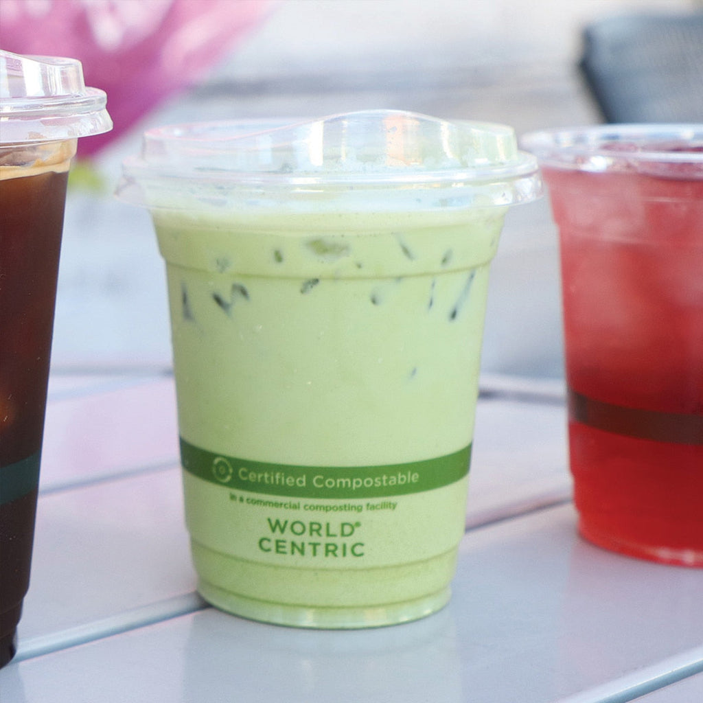 World Centric Compostable Sip Lid for 9Q-24 oz Clear Cold Cups, Clear (QTY 1000), SKU CPL-CS-12NS