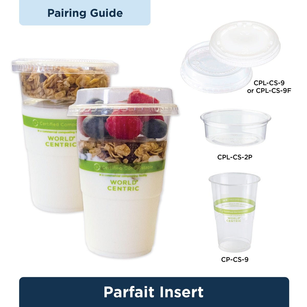 World Centric LID PLA - 4 to 9 oz Cold Cups and 2 oz Squat Portion Cup, Raised, No Straw Hole, Clear (QTY:2000)