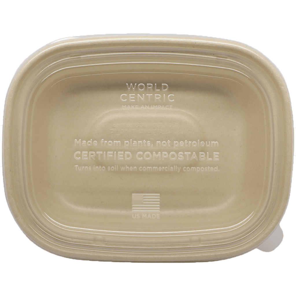 World Centric PLA Lid 20-48oz Fiber Boxes Clear Compostable (QTY 400), SKU CTL-CS-3