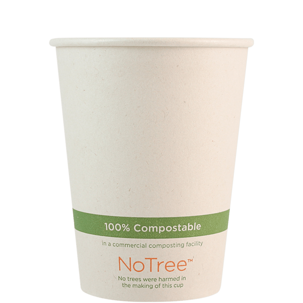 World Centric NoTree Compostable 12oz Hot Cups 100% Bamboo Paper, Unbleached (QTY 1000), SKU CU-SU-12