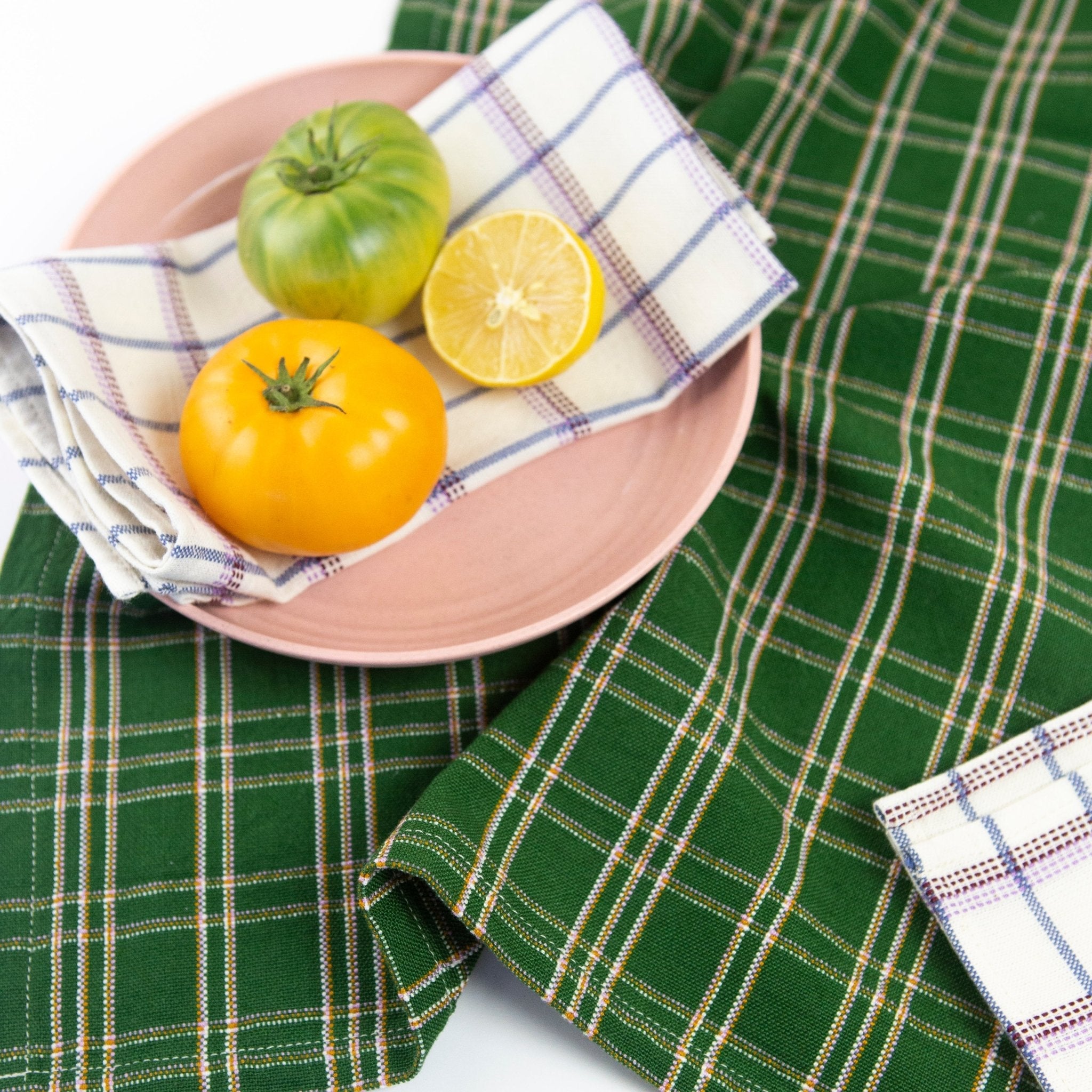 Chiapas Plaid Forest Green Kitchen Towel
