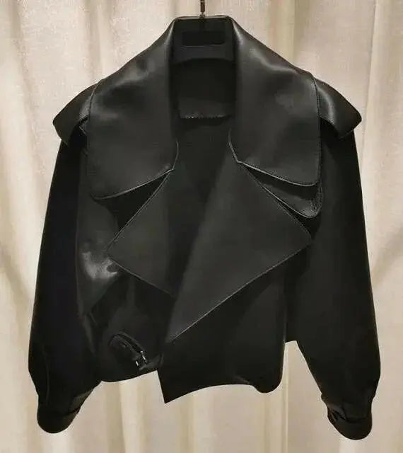 Chic Faux Leather Jacket Autumn Streetwear