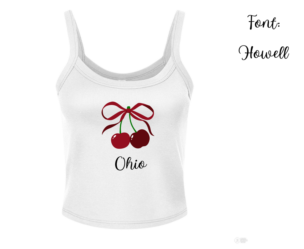 Customizable: Red Coquette Cherries Micro Ribbed Cropped Tank
