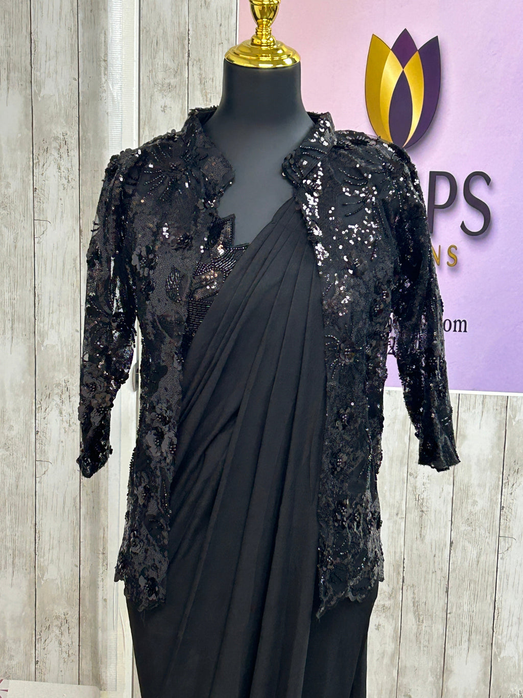 Ready to wear saree with overcoat