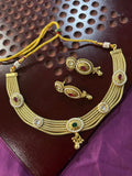 Matt gold necklace set