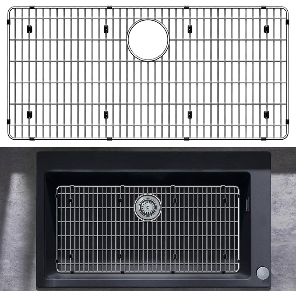 Granatan 27-1/2" x 13-1/2" x 1-1/4" Sink Protectors for Kitchen Sink - Sink Bottom Grid - Stainless Steel Sink Protector - Sink Grate for Bottom of Ki