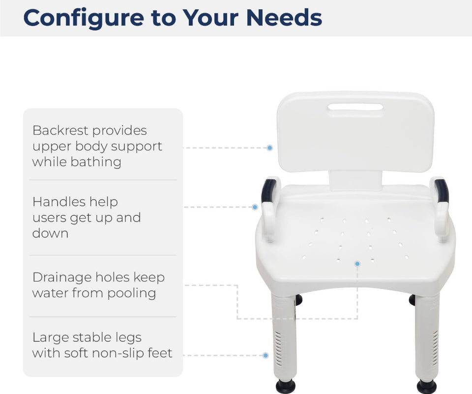 Drive Medical RTL12505 Shower Chair with Back and Arms