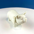Lucky Smiling Pig Figurine by Snow Babies and Department 56. Cute White Porcelain Piglet Wearing Scarf. Holiday Decor. Collectibles.