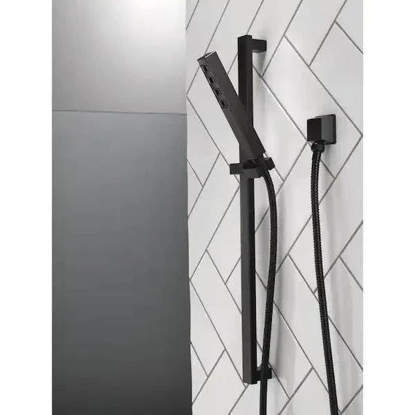 Open Box Delta 1-Spray Patterns 1.75 GPM 1.38 in. Wall Mount Handheld Shower Head with H2Okinetic in Matte Black