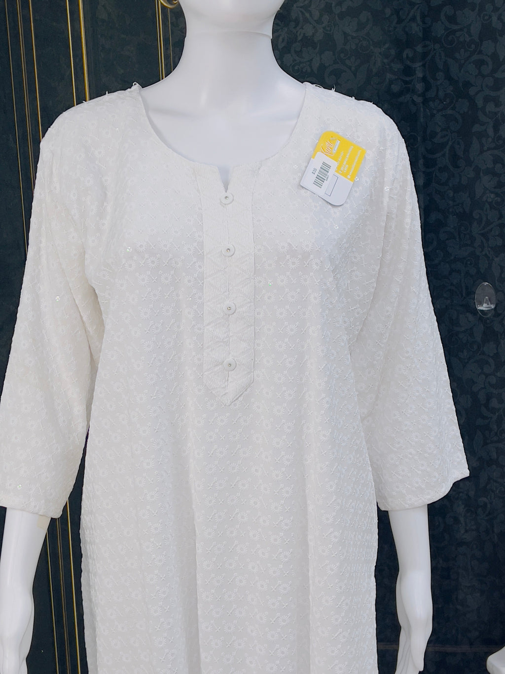 White Chikankari Kari Kurti
