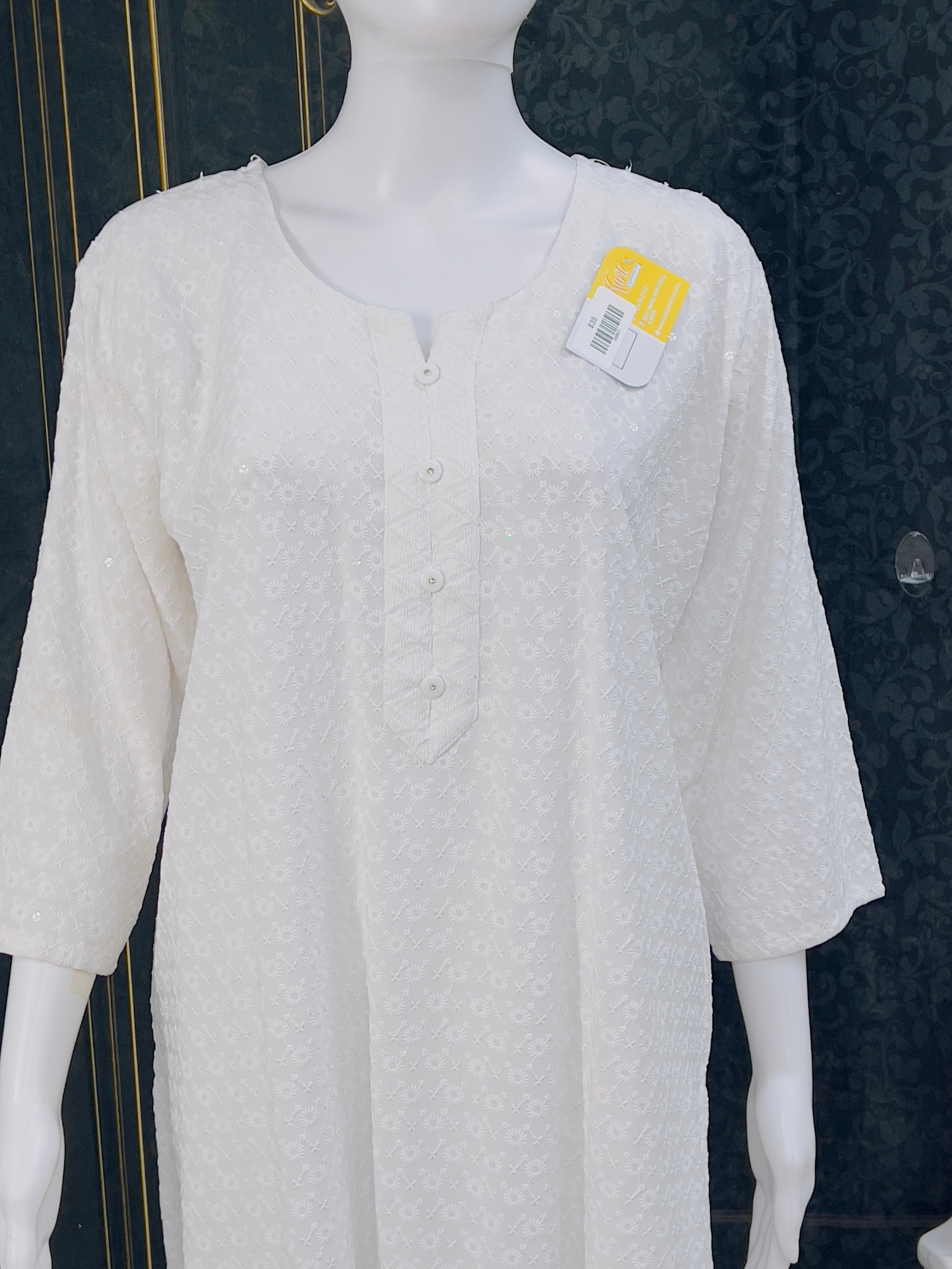 White Chikankari Kari Kurti