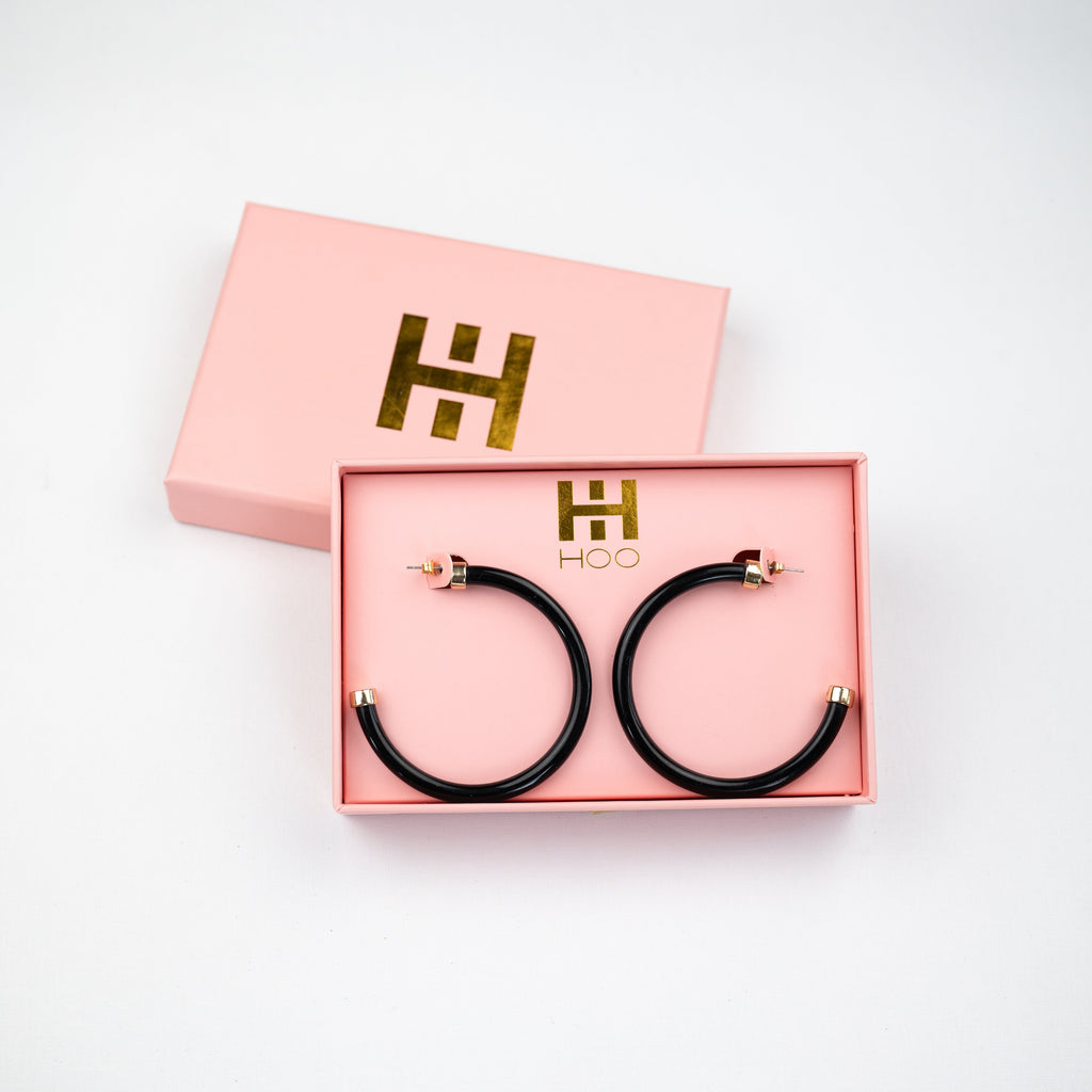 Black Hoop Earrings