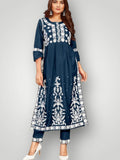 Rayon kurti pant set | chikankari work