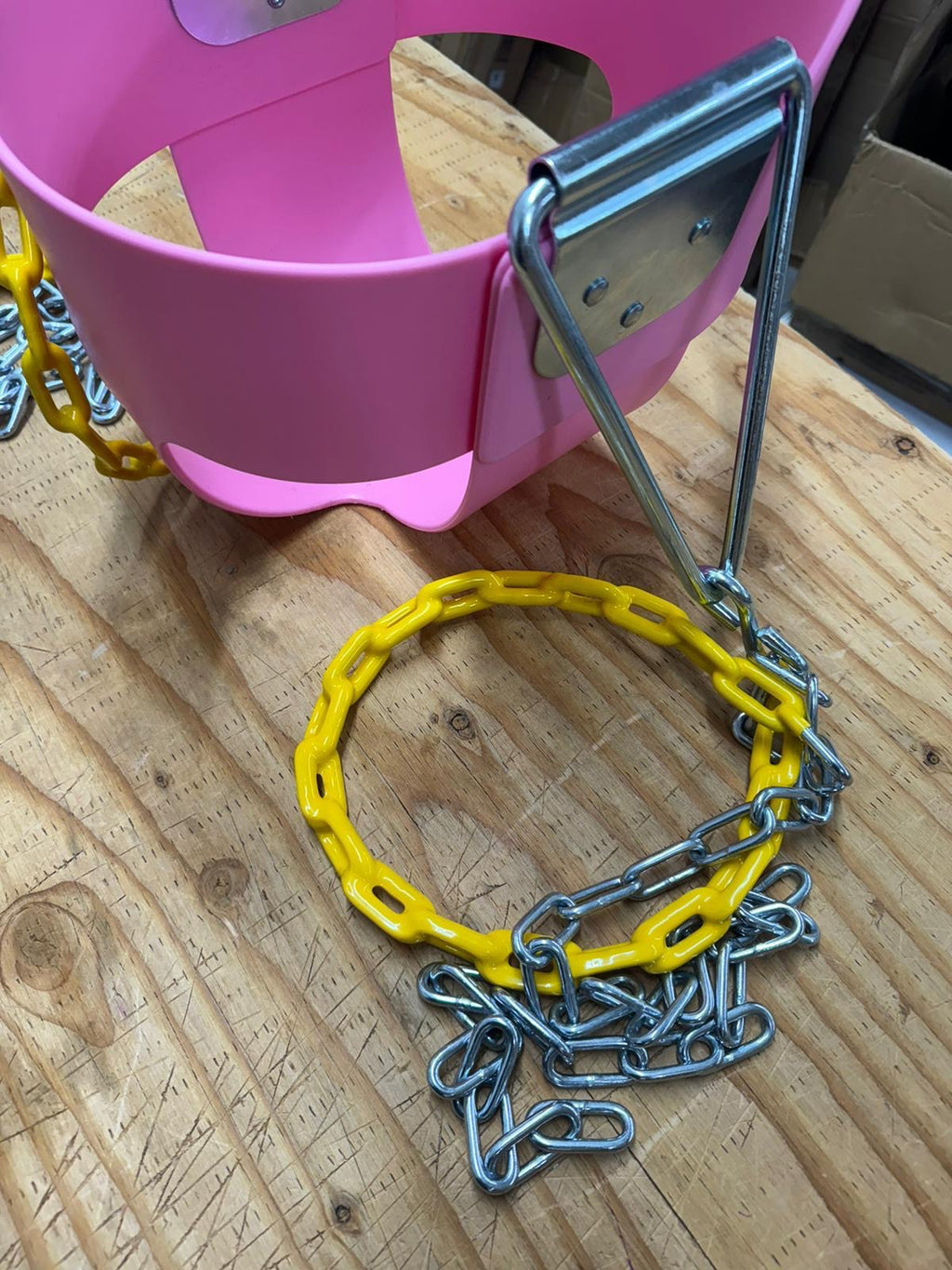 lvssiao Toddler High Back Full Bucket Swing Seat, Toddler Swing Seat with Heavy Duty Plastic Coated Chain + Snap Hooks + Tree Hanging Straps Kids Swing Set Accessories (Pink)
