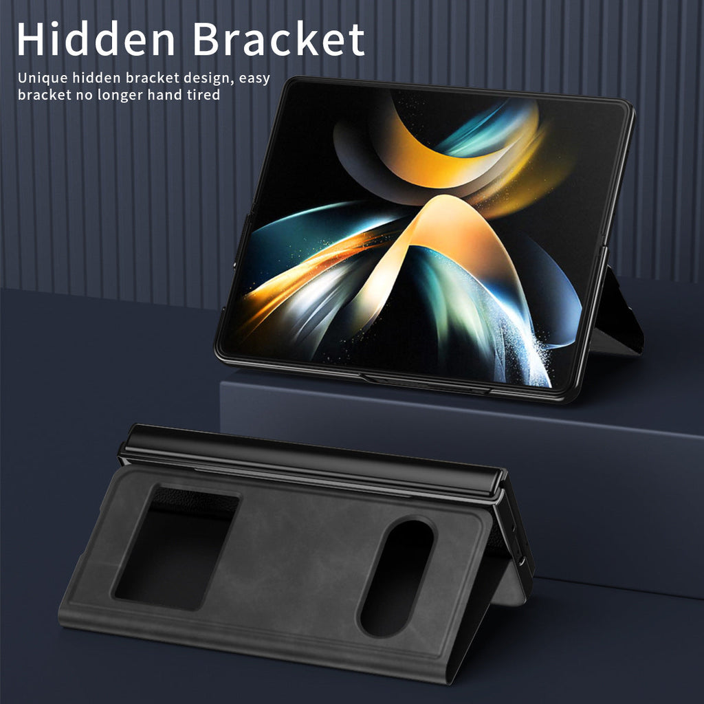 Suitable for Samsung Fold6 phone case folding FOLD5 protective case pure pigment leather 5G business full package anti drop leather case