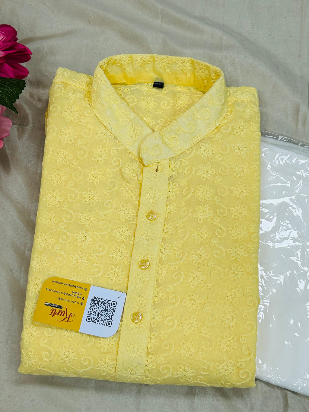 plus size cotton chikankari Kurta set