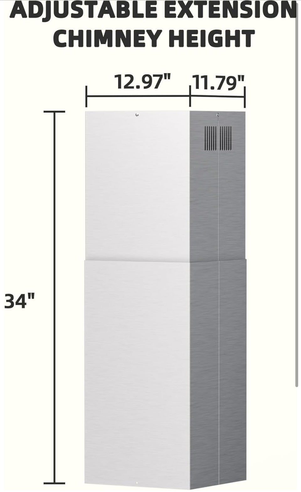 FIREGAS Range Hood Extension Chimney FGS-TI02-ZST, Stainless Steel Wall Mount Chimney Extension for FIREGAS Island Range Hood FGS-USI02G75CC and FGS-U