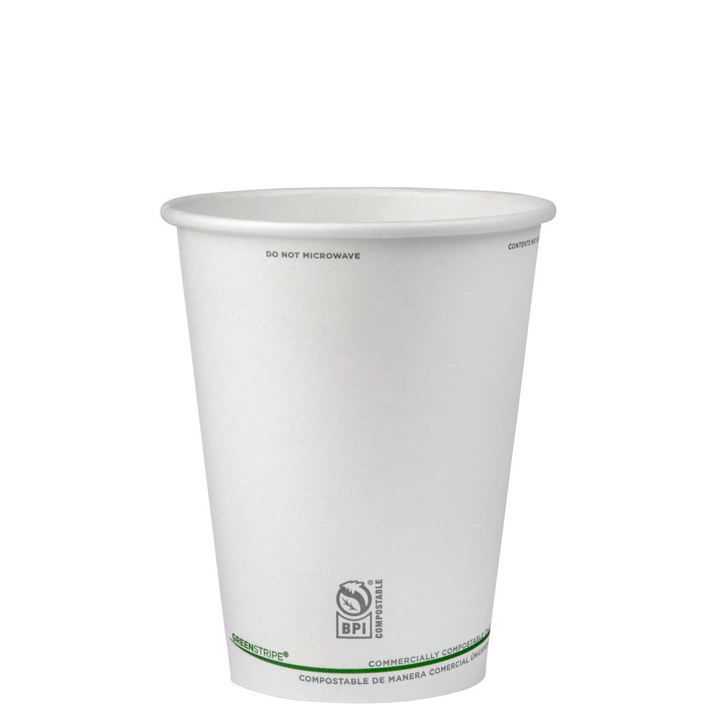 Eco-Products GreenStripe Renewable & Compostable Hot Cups, 12oz (QTY 1000), SKU EP-BHC12-GS