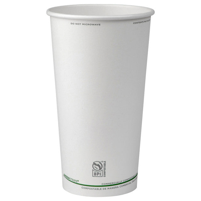 Eco-Products GreenStripe Renewable & Compostable Hot Cups, 20oz (QTY 1000), SKU EP-BHC20-GS