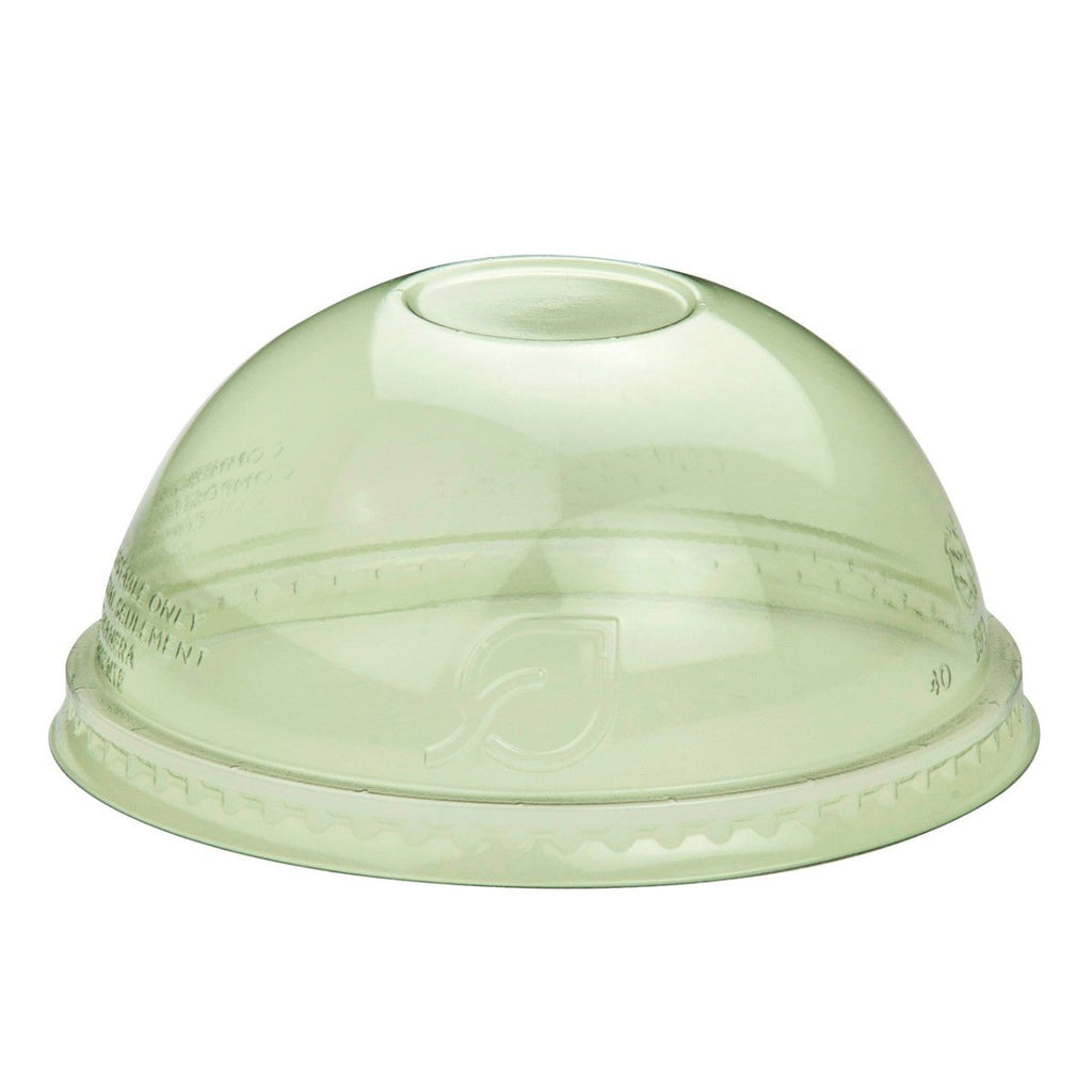 GreenStripe Veridian Renewable & Compostable Cold Cup Dome Lids - No Hole, Fits 9 - 24oz Cold Cups Green (QTY:1000)