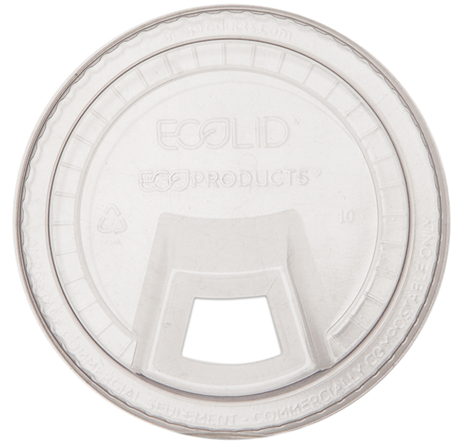 Eco-Products GreenStripe Renewable & Compostable Sip Lids Fits 9–24oz PLA Cold Cups (QTY 1000), SKU EP-FLCS