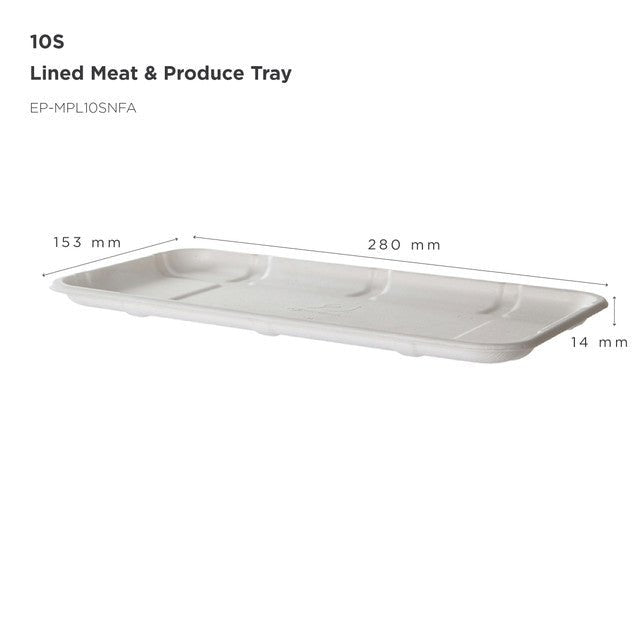 [OOS Until July 2026] GreenStripe Vanguard Renewable & Compostable Lined Molded Fiber Meat & Produce Trays, 11.02 x 6.02 x 0.56in, 10S (QTY:300)