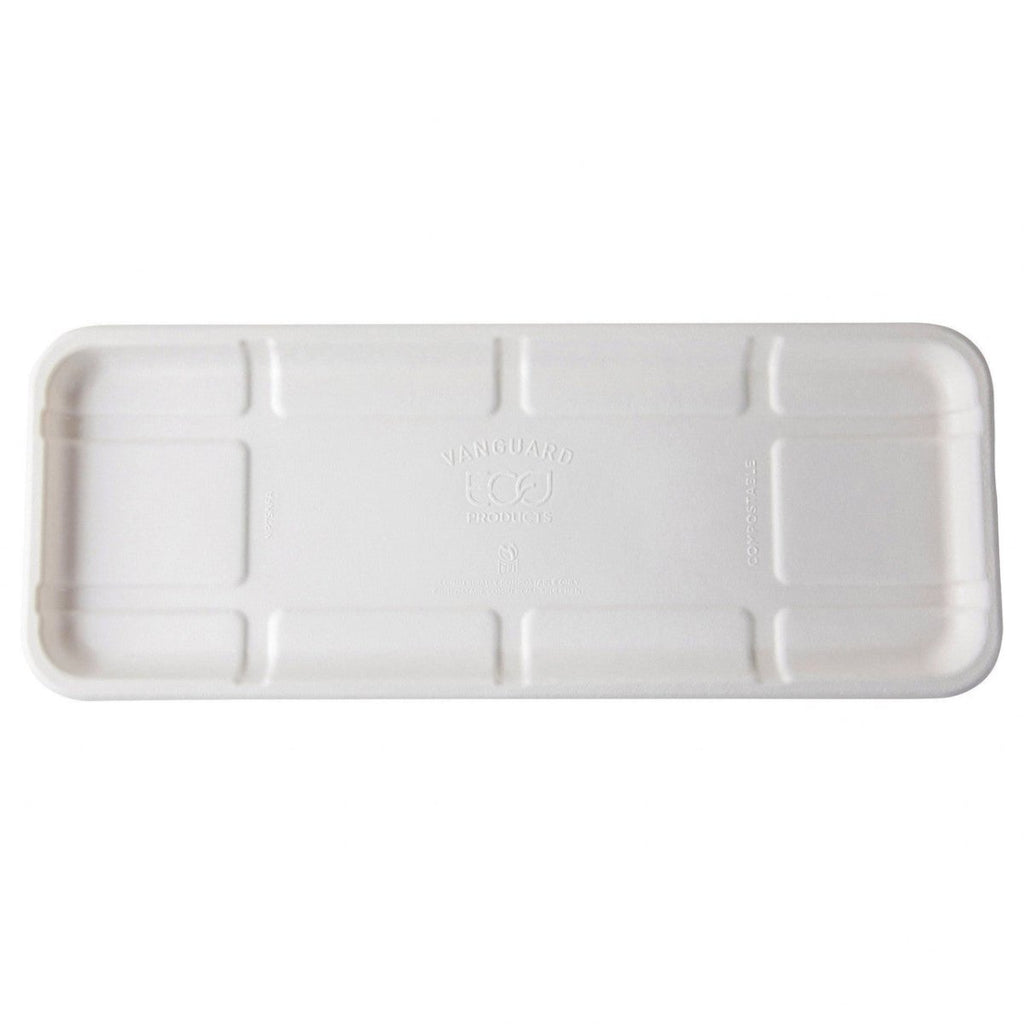 GreenStripe Vanguard Renewable & Compostable Lined Molded Fiber Meat & Produce Trays, 14.75" x 5.75" x 0.625"in, 7S (QTY:400)