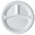 Eco-Products Vanguard 10" 3-Compartment Circle Plates, Renewable & Compostable (QTY 500), SKU EP-P007NFA