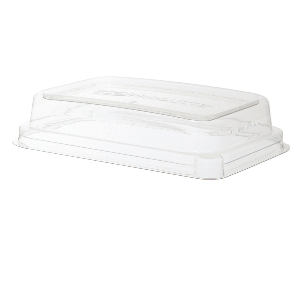 Eco-Products WorldView 100% Recycled PET Lid, Fits 12-16 oz Rectangular Sugarcane Containers (QTY 400), SKU EP-SCRC16LID **NOT CERTIFIED COMPOSTABLE**