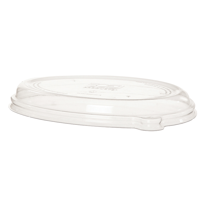 Eco-Products WorldView 100% Recycled PET Lid for 24-32 oz Oval Sugarcane Containers, Clear (QTY 300), SKU EP-SCV32LID-R **NOT CERTIFIED COMPOSTABLE**