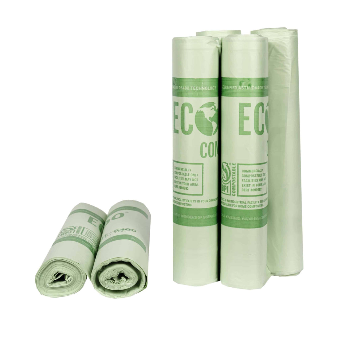 EcoSafe Zero Waste 55 Gallon Compostable Bags 42x48 for Brute & Max-R Bins (QTY 80), BPI Certified, SKU HB4248-85