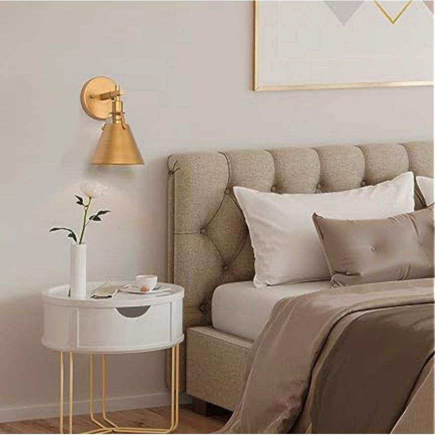 Gepow Gold Wall Sconce Antique Light Fixture For Bedroom Bathroom