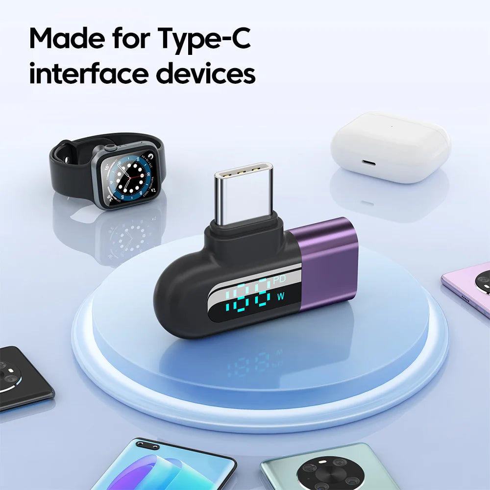 TG adapter 6A intelligent digital display supports 120W fast charging data cable, USB 2.0 port, Type-C adapter