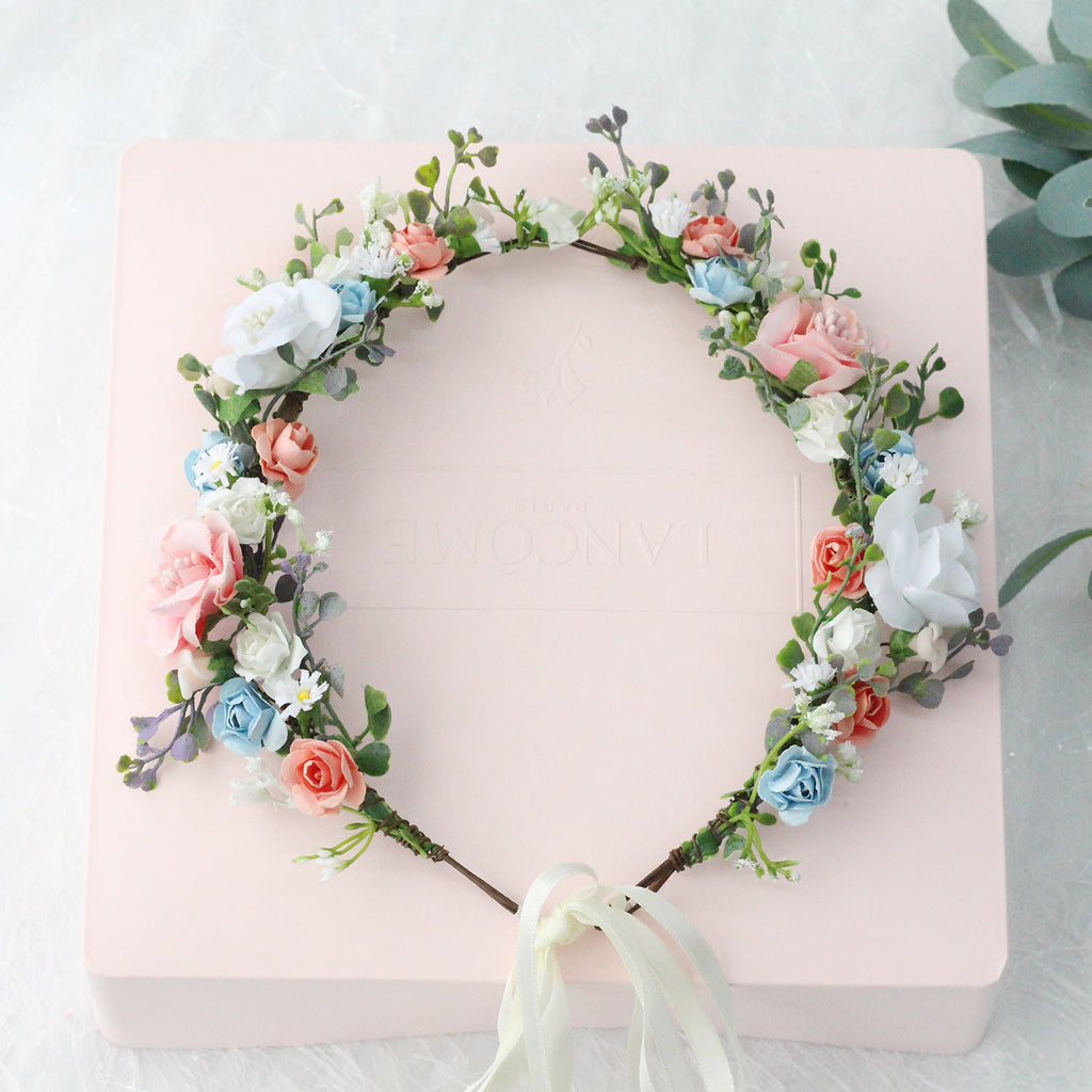 Bridal Wreath Handmade Fabric Rose Colorful Hair Strap Scenic Area Travel Photography Holiday Children's Headaccessory