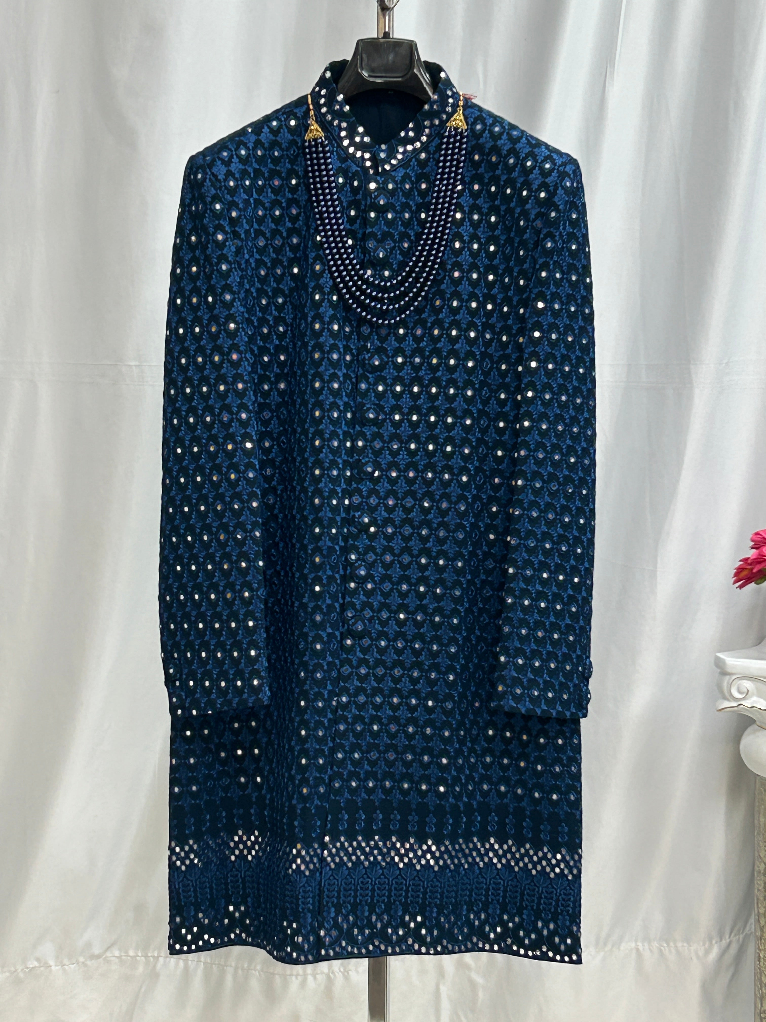 Navy Blue sherwani set/ Mens kurta