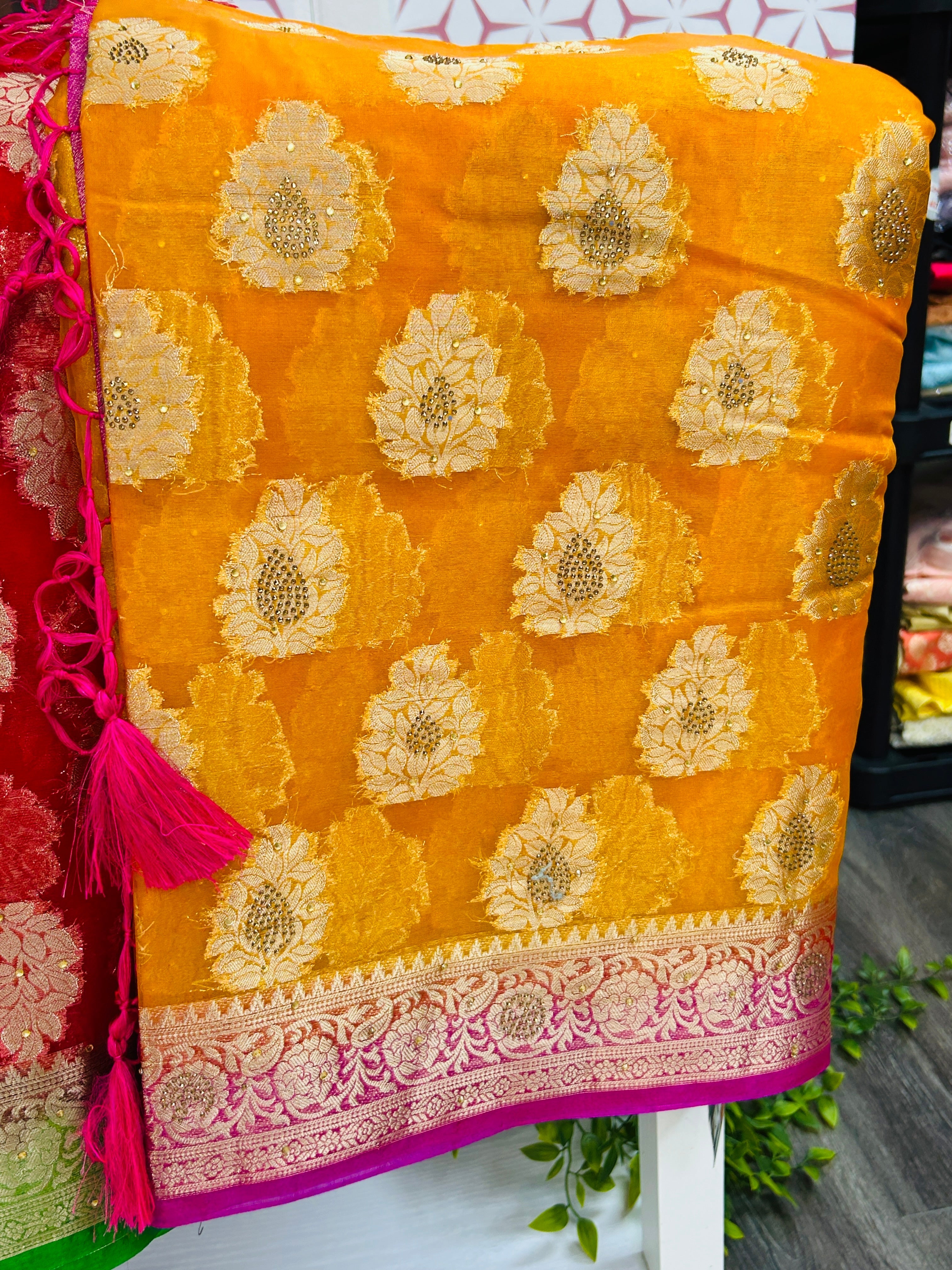 Tissue organza sarees