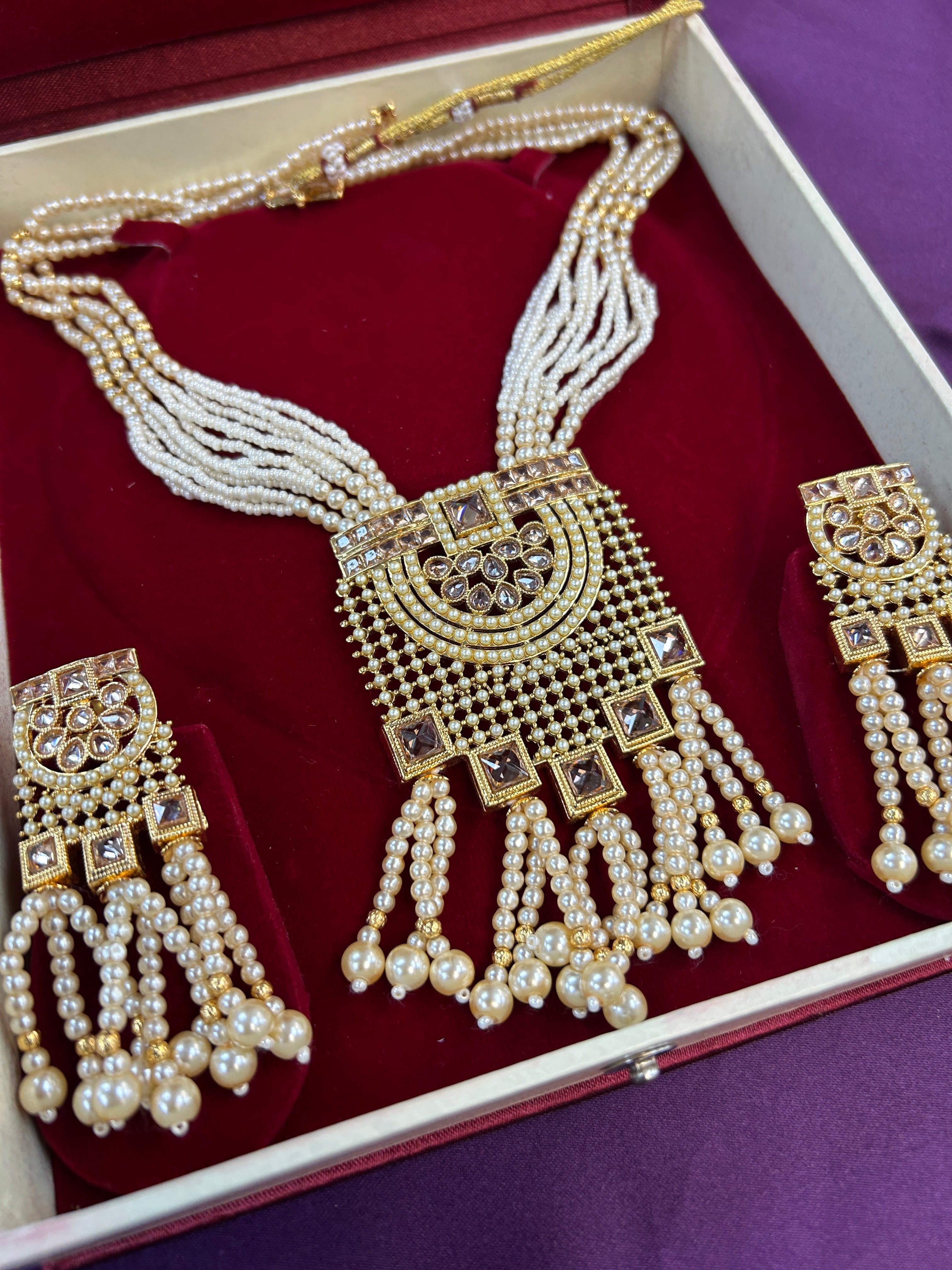 Pearl long necklace set
