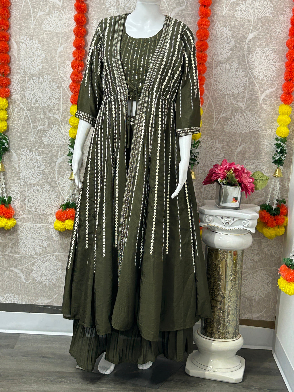 Party wear lehenga set with long jacket