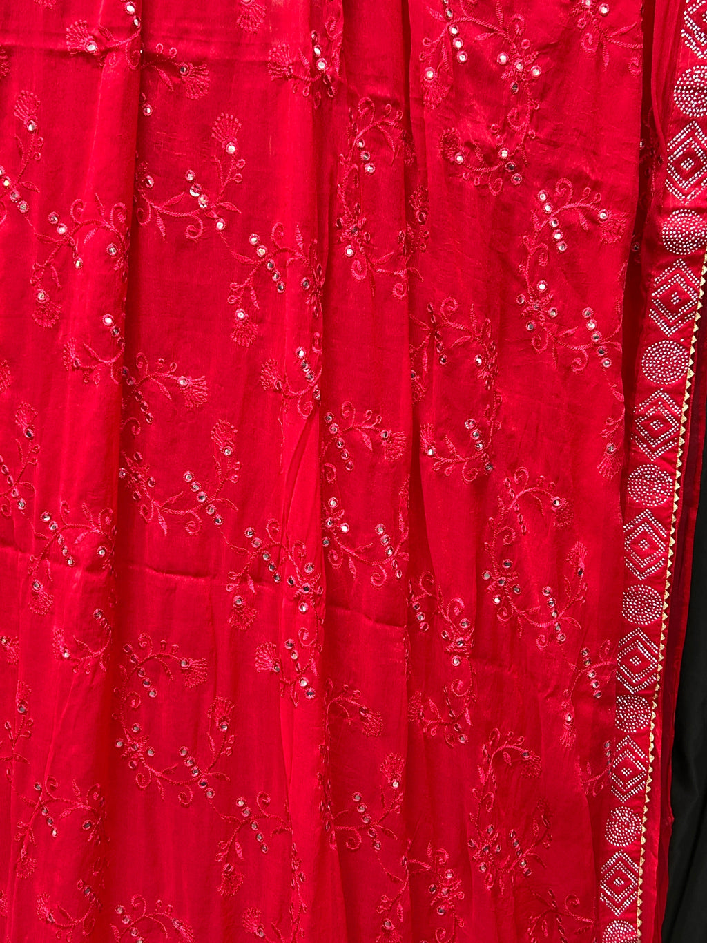 Chiffon mirror work saree
