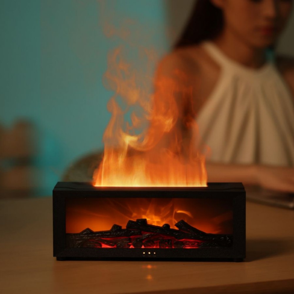 Fireplace Flame Humidifier – Ultrasonic Aromatherapy Diffuser with Realistic Fire Simulation