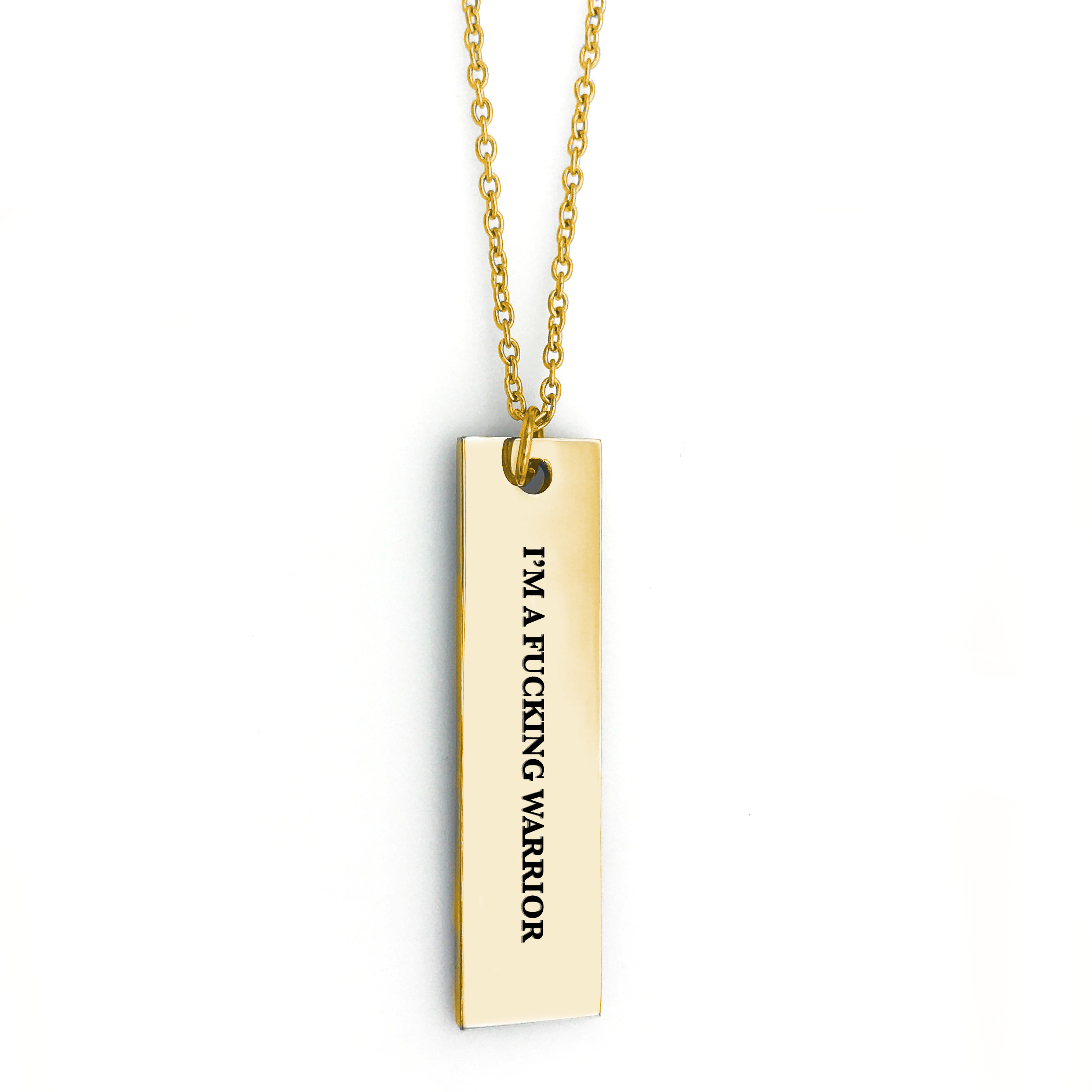I'm a Fucking Warrior Bar Necklace