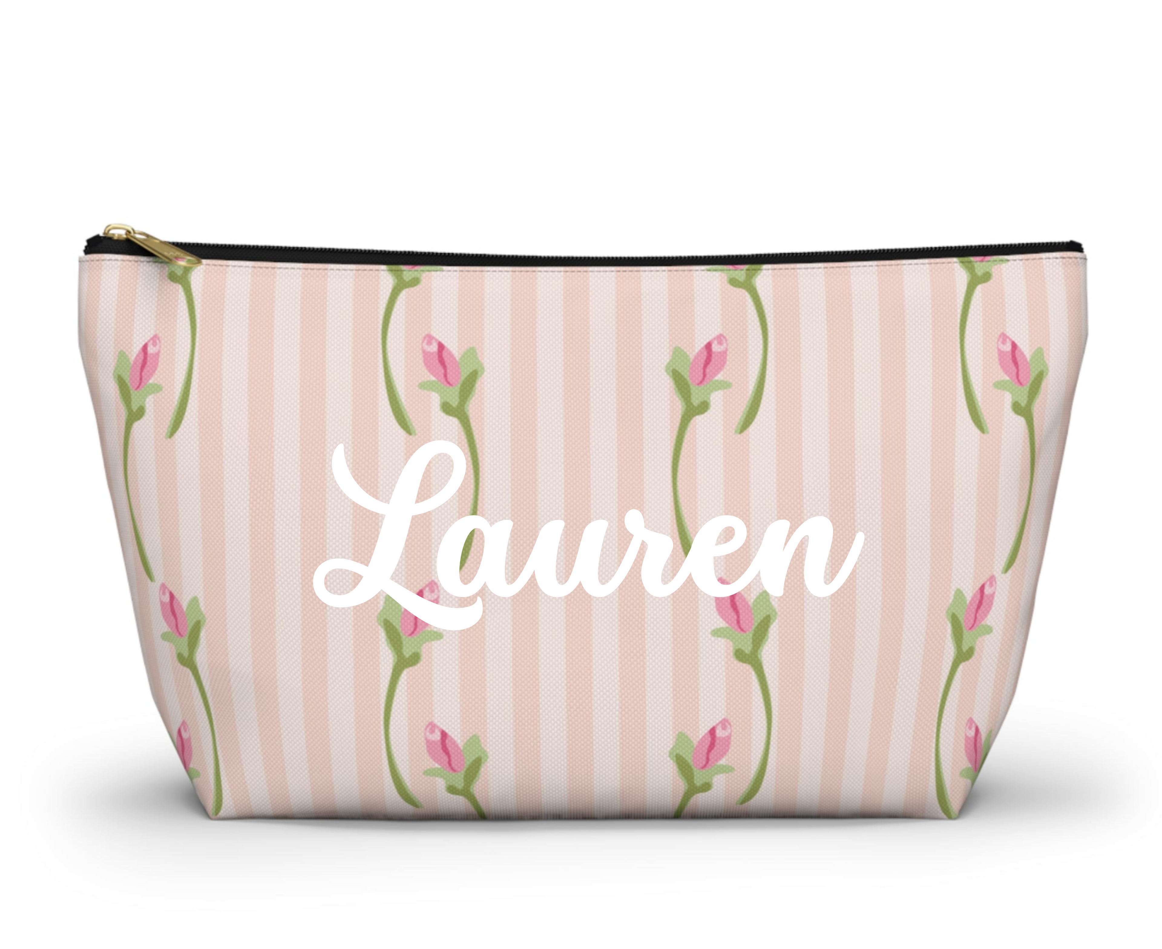 Customizable: Floral Accessory Pouch with T-bottom