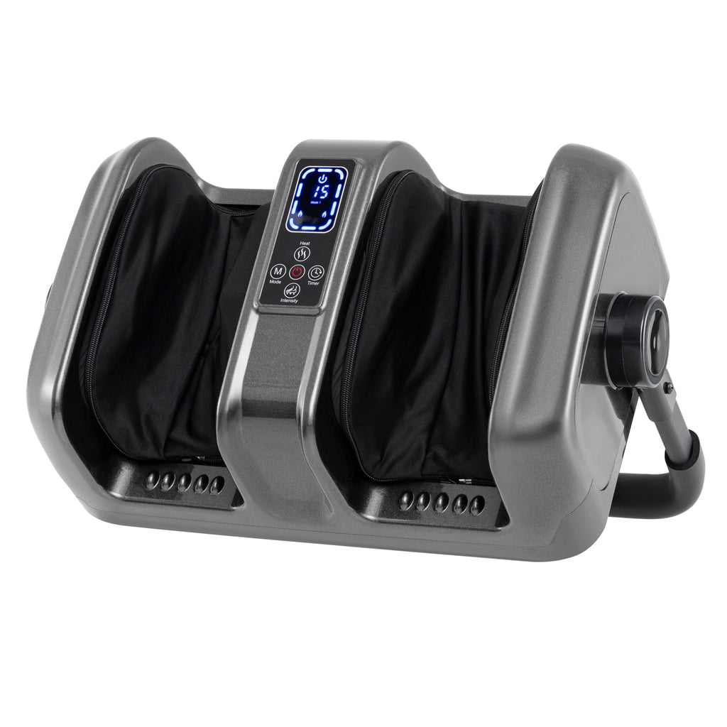 Foot and Calf Massager with Heat Shiatsu Deep Kneading Rolling Smart Electric Leg Massager-Gray