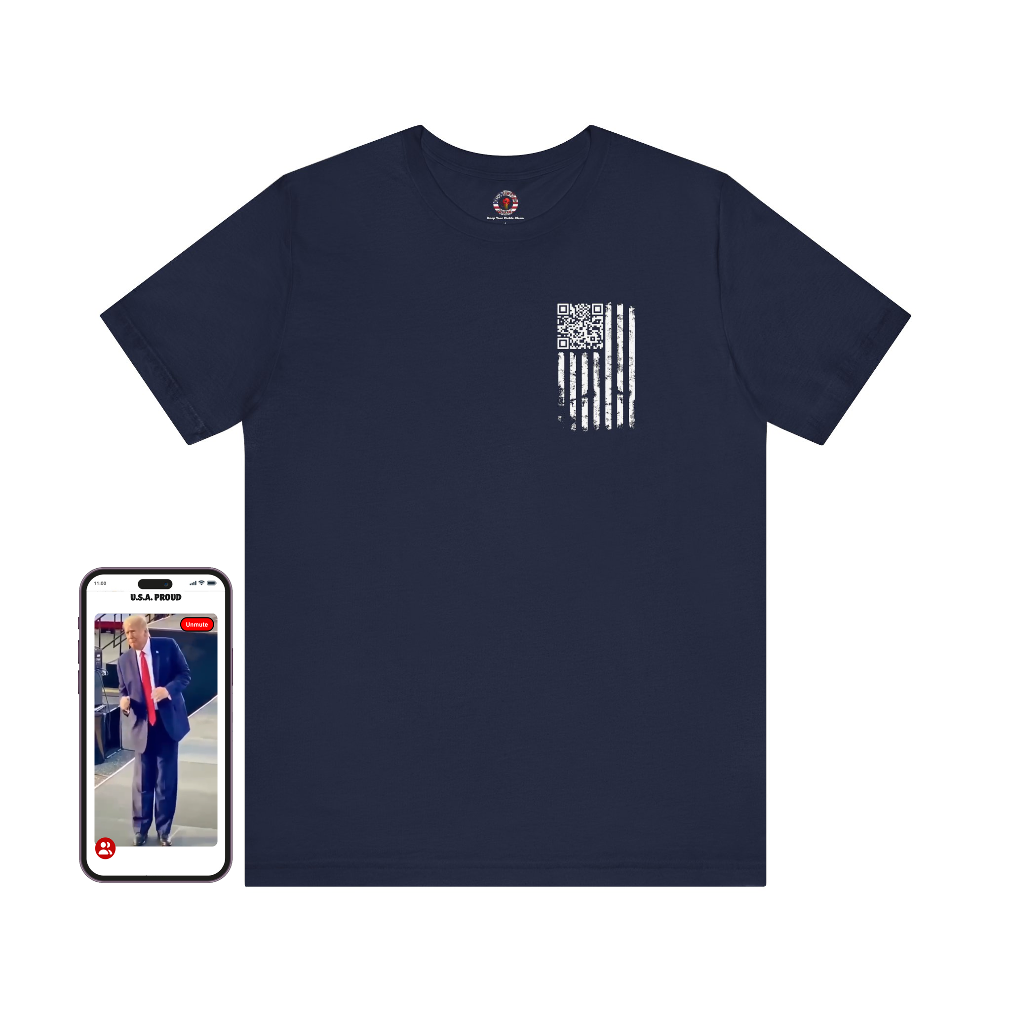American Flag QR Code T-Shirt