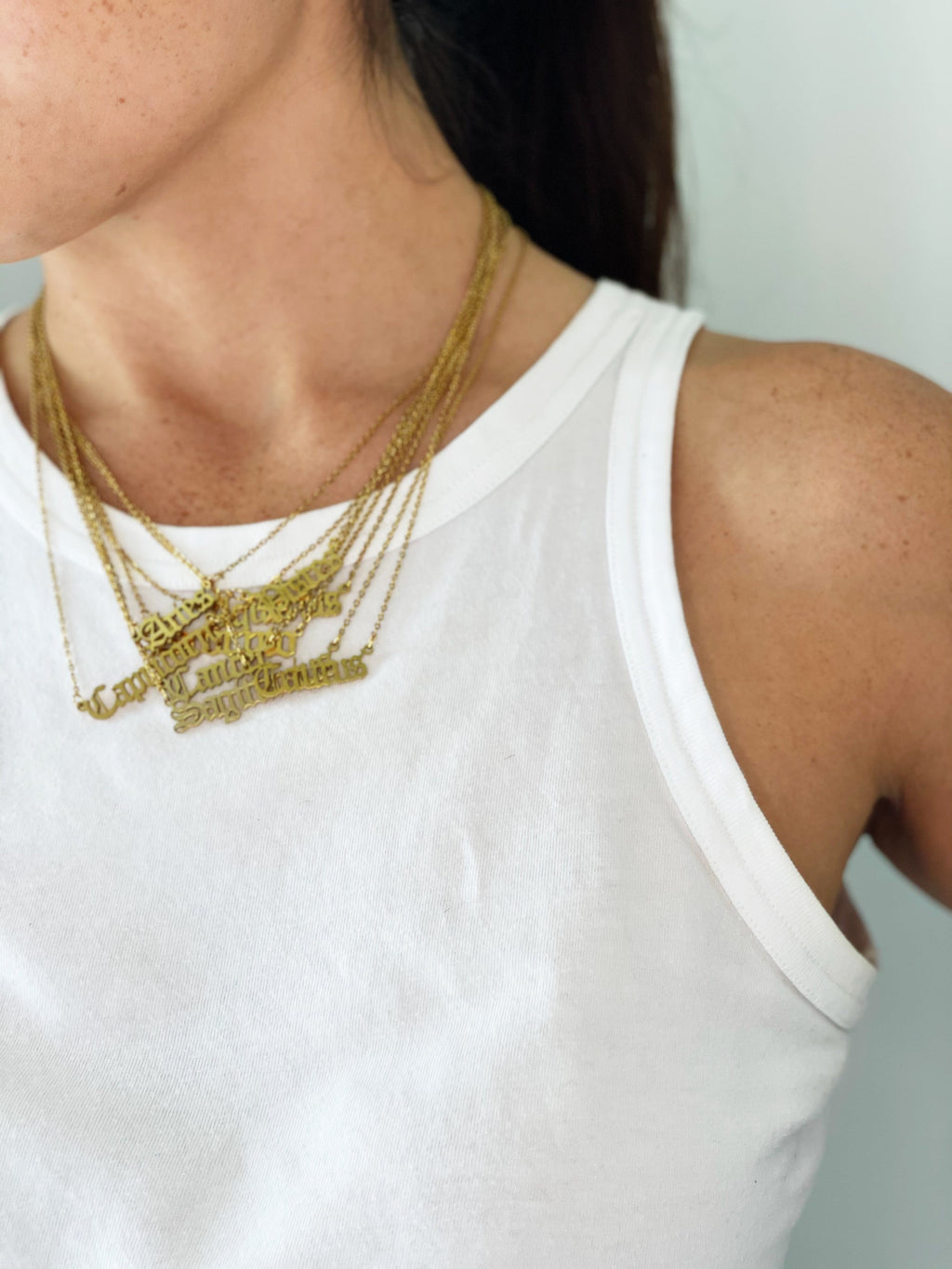 Leo Gold Zodiac Nameplate Necklace