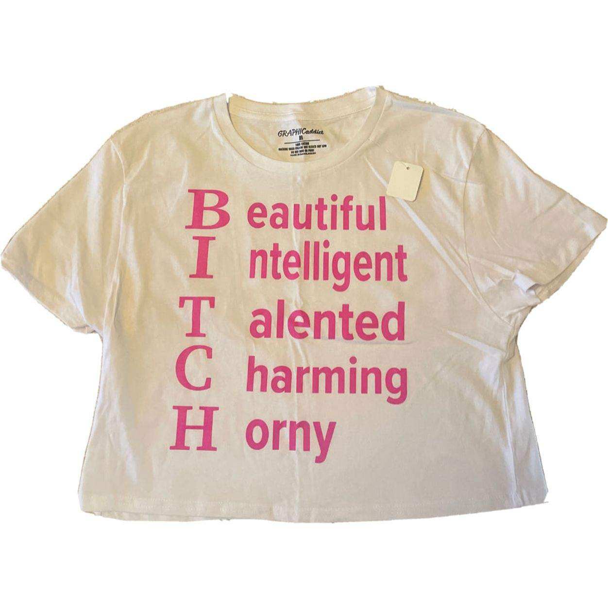 Beautiful Intelligent Talented Charming Horny Low Cut Tshirt