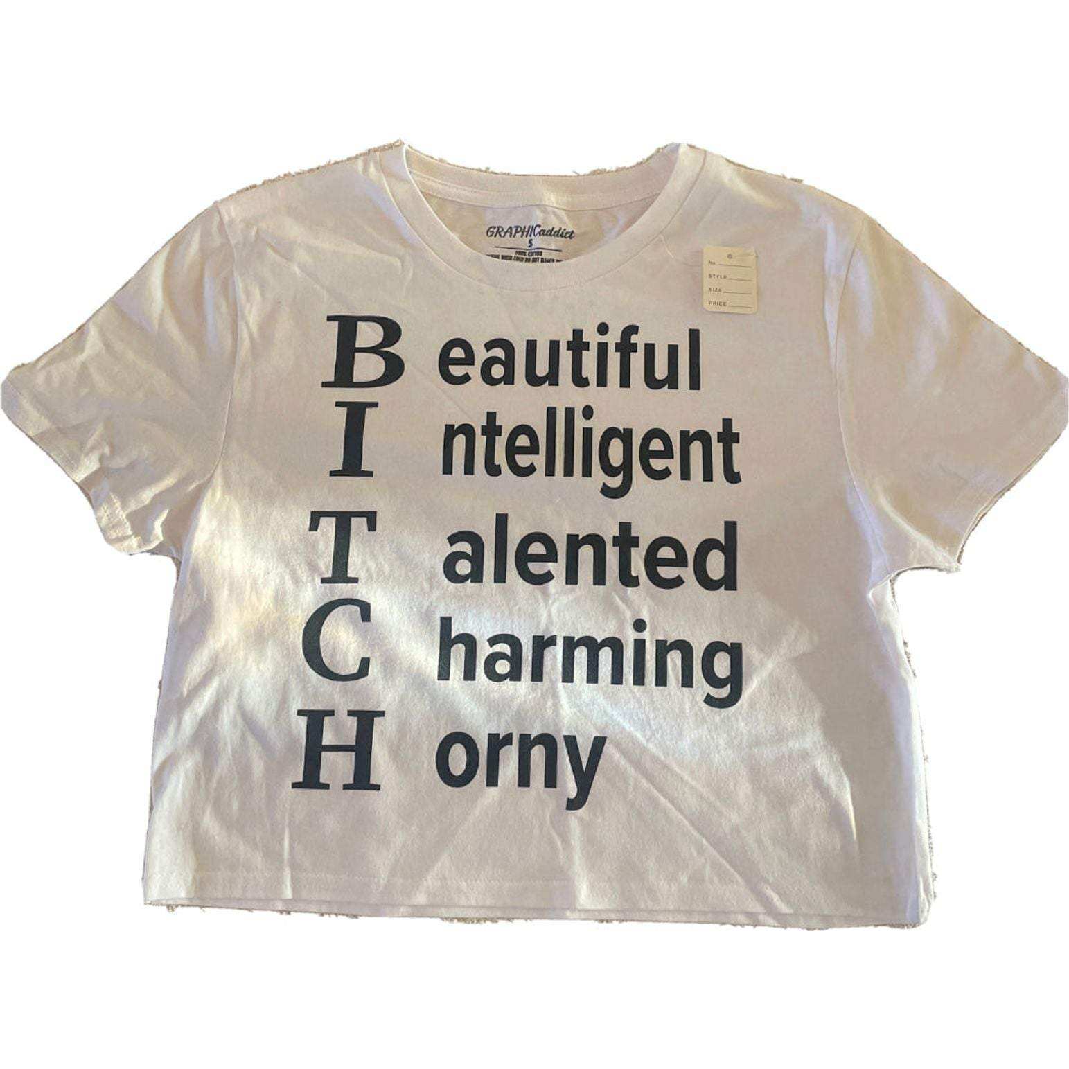 Beautiful Intelligent Talented Charming Horny Low Cut Tshirt