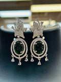 Dark green stone AD earrings