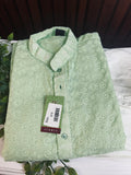Light green : cotton chikankari kurta pajama set