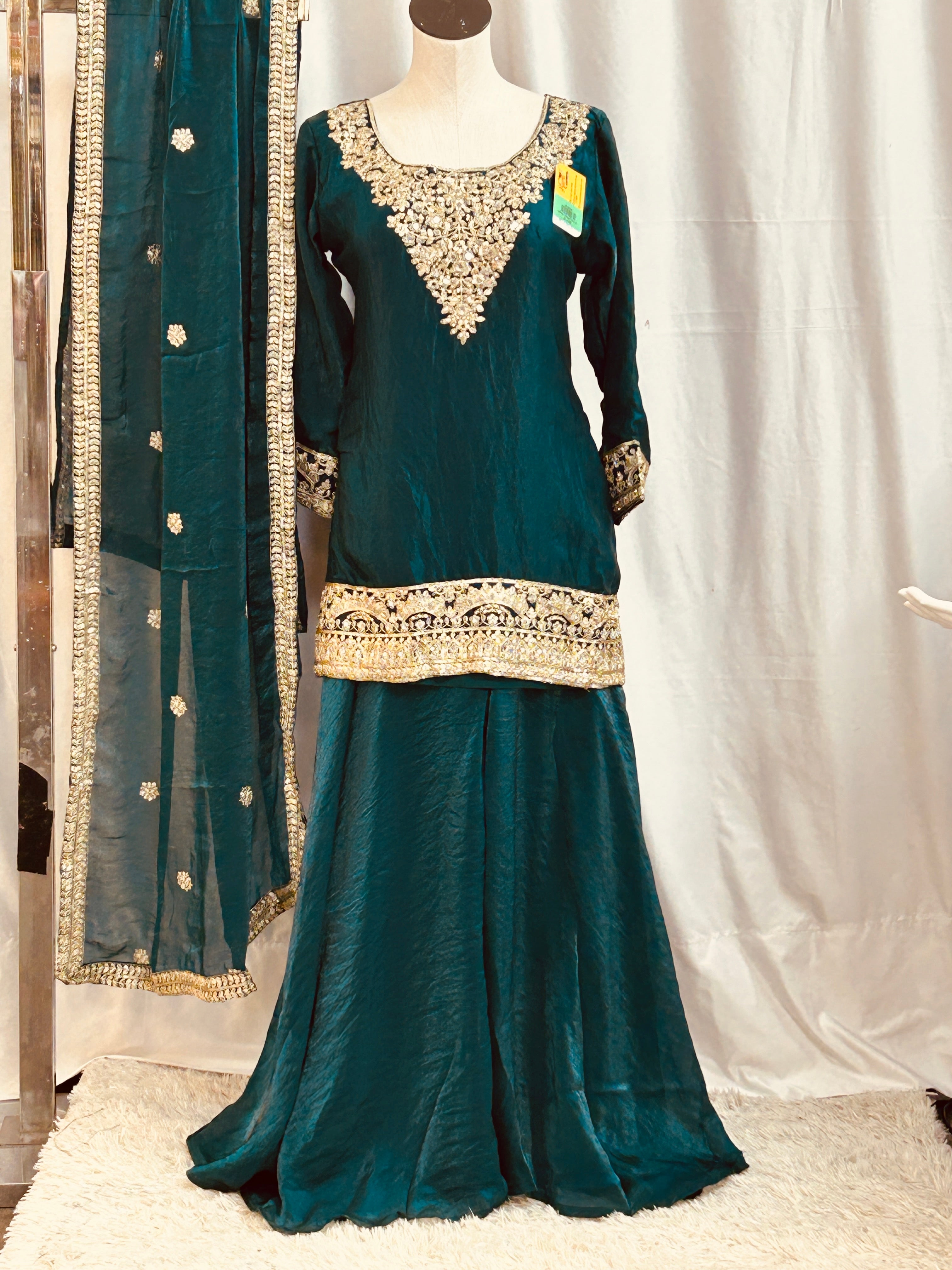Party wear satin silk Sharara suit